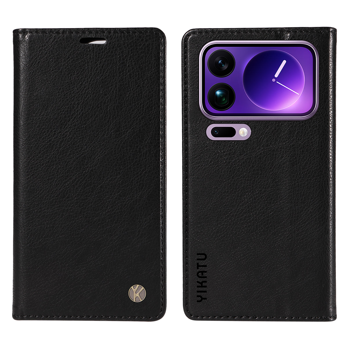 For Xiaomi 17 Pro Max Wallet Case YIKATU YK-006 Magnetic Closure Leather Phone Cover Litchi Texture - Black
