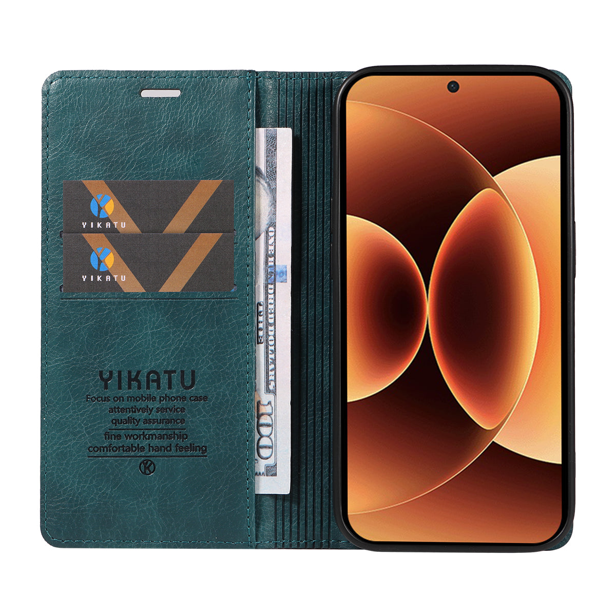 For Xiaomi 17 Pro Max Wallet Case YIKATU YK-006 Magnetic Closure Leather Phone Cover Litchi Texture - Blue