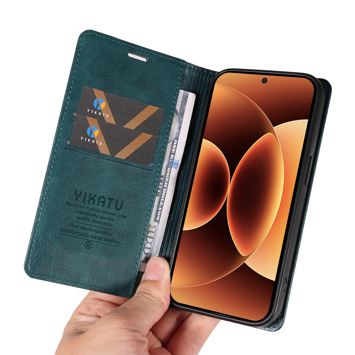 For Xiaomi 17 Pro Max Wallet Case YIKATU YK-006 Magnetic Closure Leather Phone Cover Litchi Texture - Blue