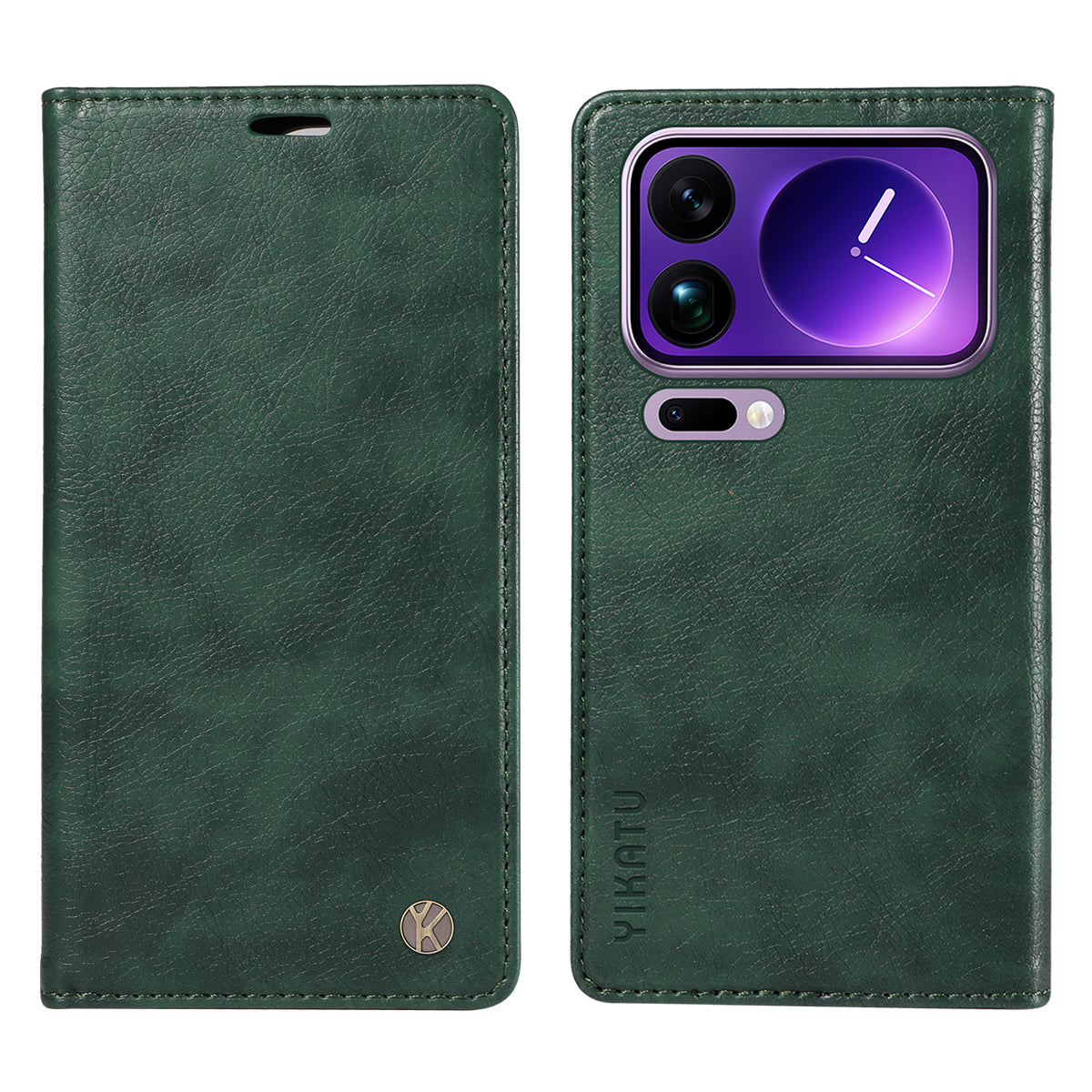 For Xiaomi 17 Pro Max Wallet Case YIKATU YK-006 Magnetic Closure Leather Phone Cover Litchi Texture -  Green