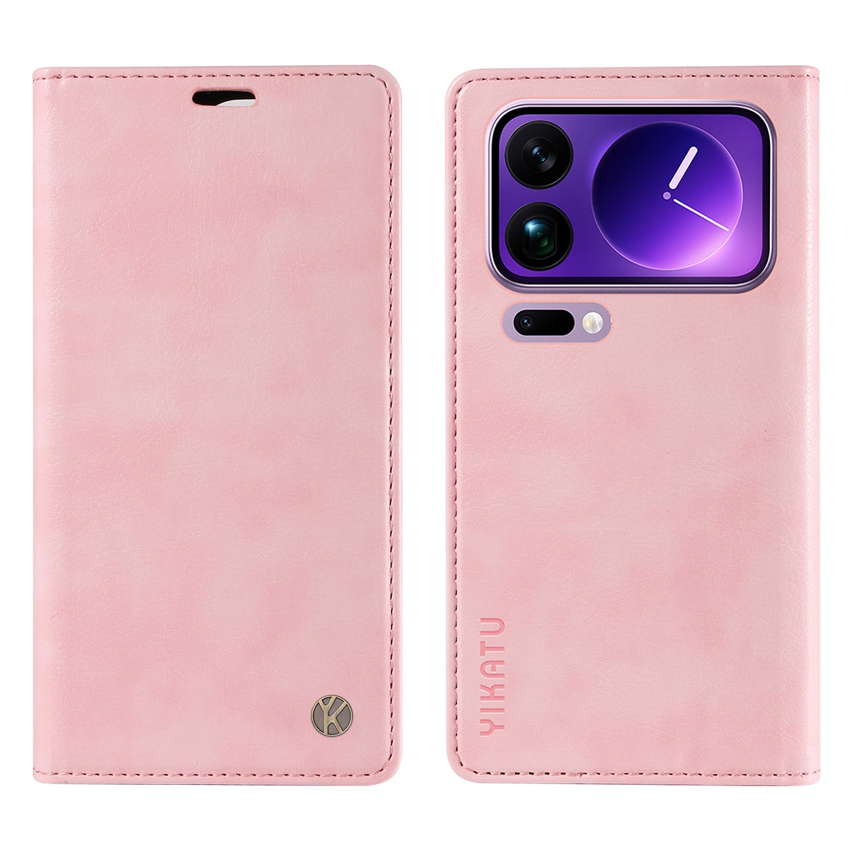 For Xiaomi 17 Pro Max Wallet Case YIKATU YK-006 Magnetic Closure Leather Phone Cover Litchi Texture - Pink