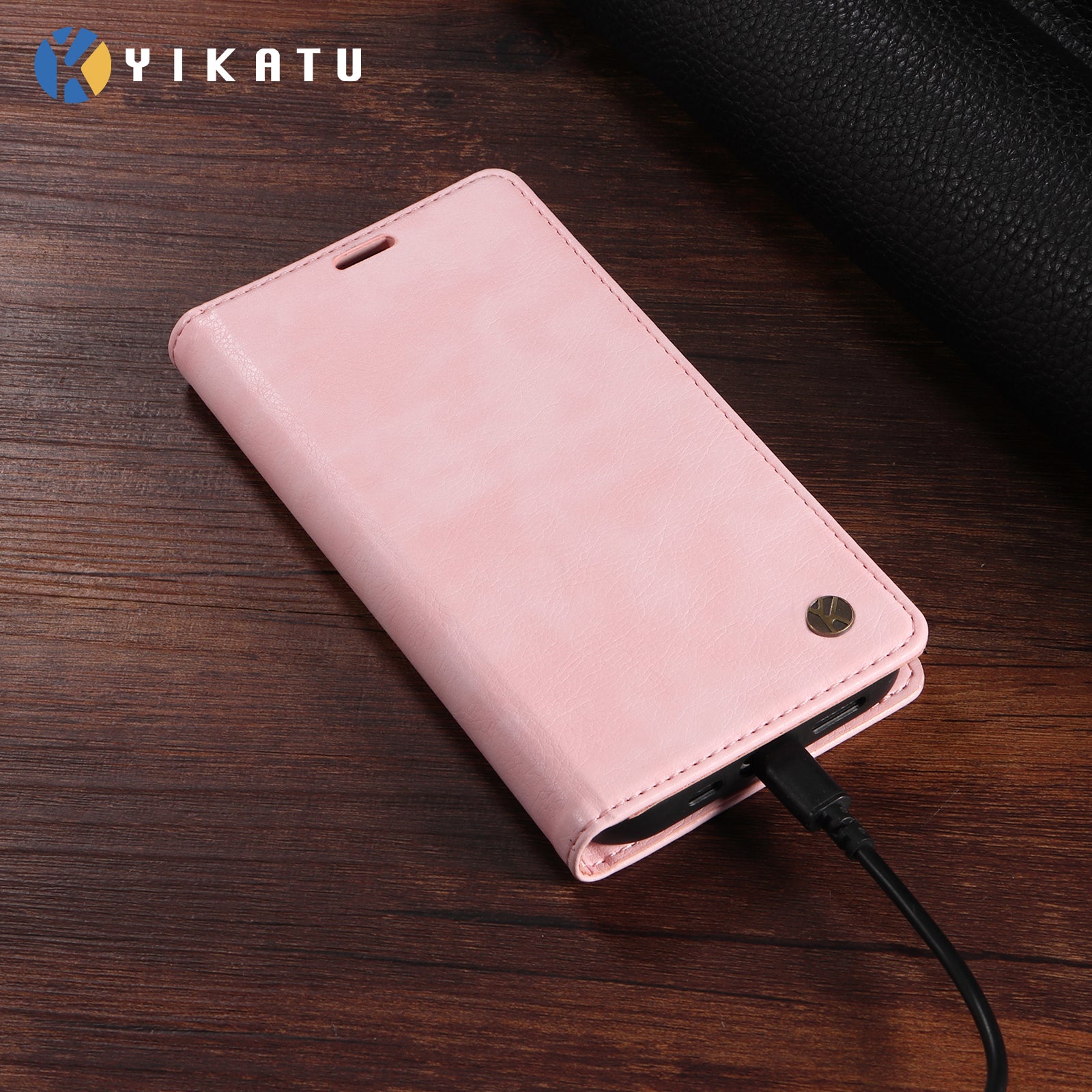 For Xiaomi 17 Pro Max Wallet Case YIKATU YK-006 Magnetic Closure Leather Phone Cover Litchi Texture - Pink