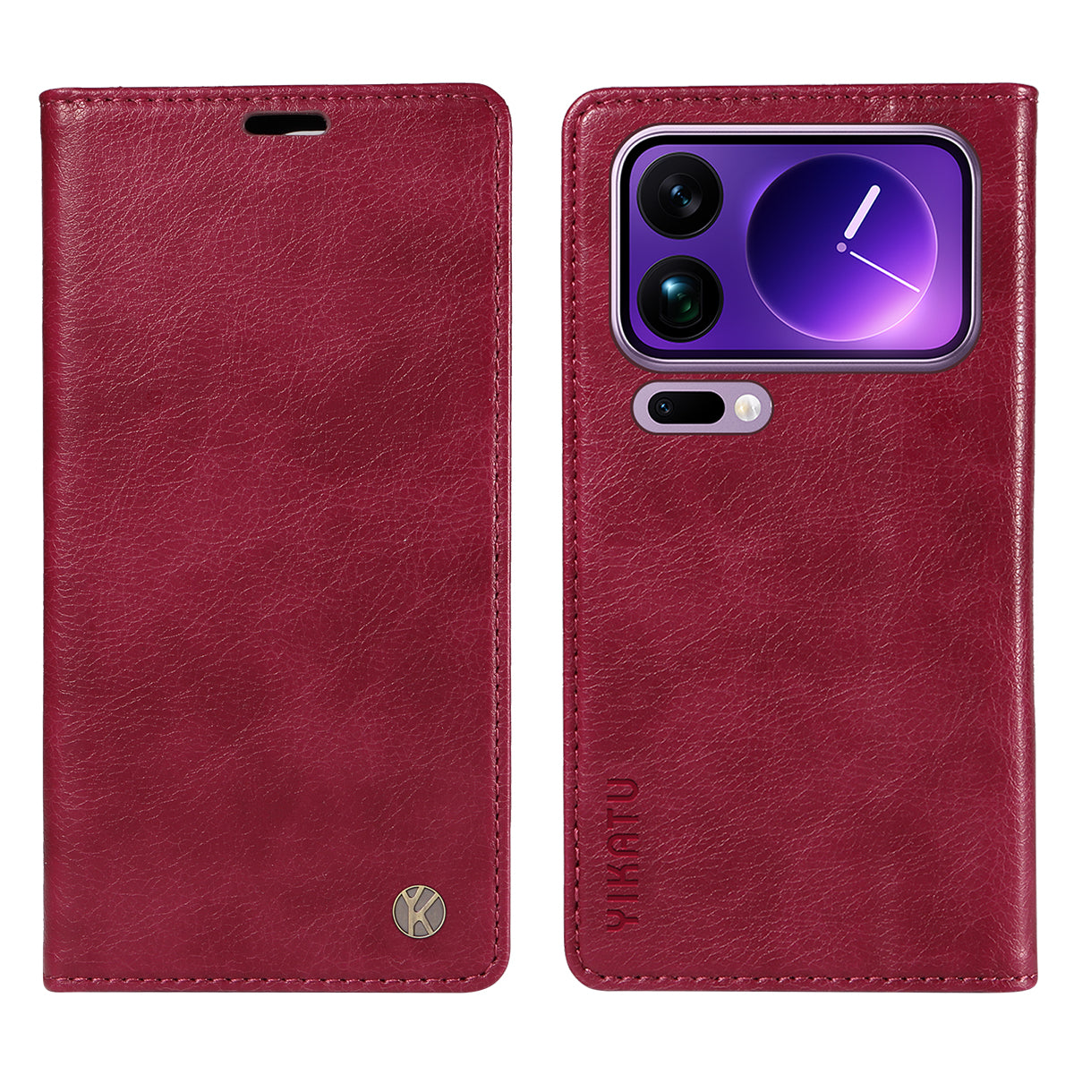 For Xiaomi 17 Pro Max Wallet Case YIKATU YK-006 Magnetic Closure Leather Phone Cover Litchi Texture - Wine Red