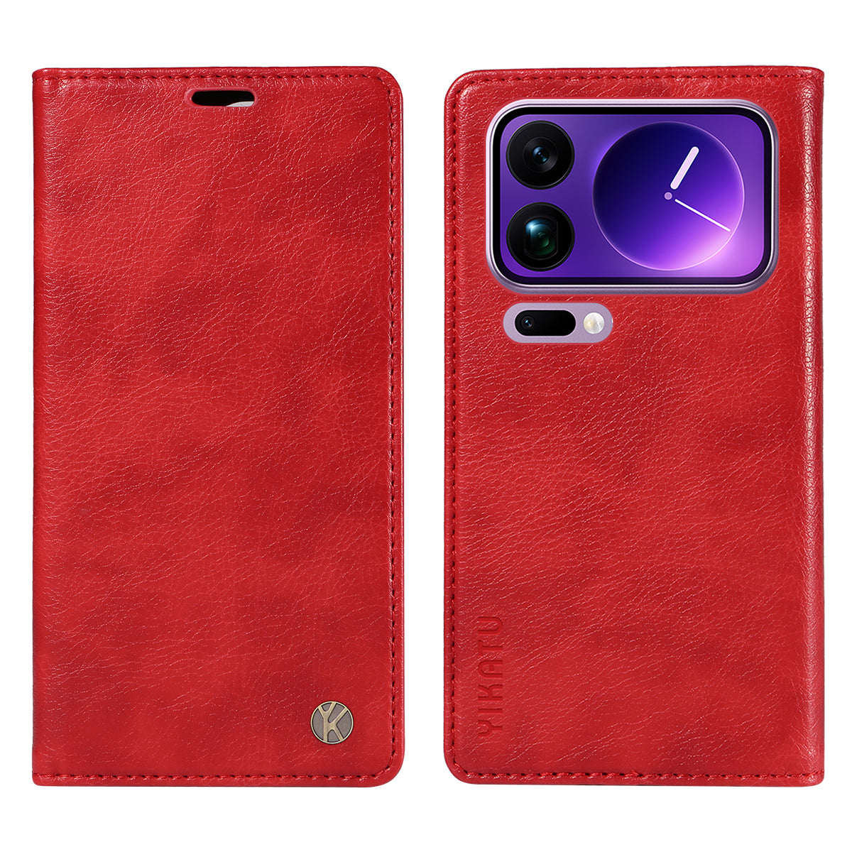 For Xiaomi 17 Pro Max Wallet Case YIKATU YK-006 Magnetic Closure Leather Phone Cover Litchi Texture - Red