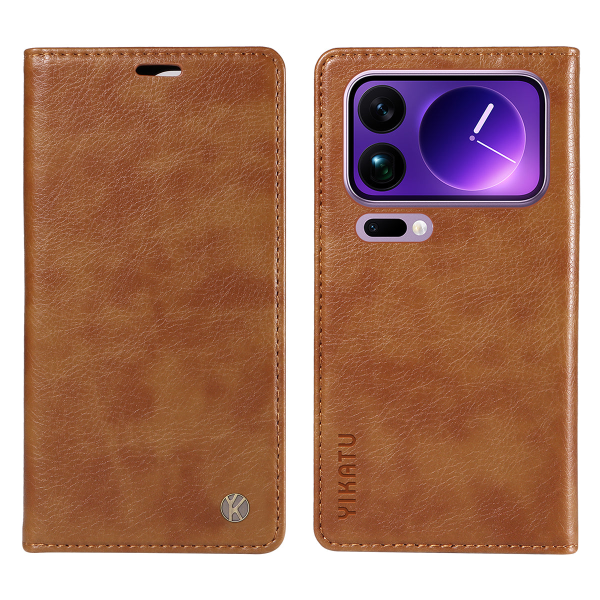 For Xiaomi 17 Pro Max Wallet Case YIKATU YK-006 Magnetic Closure Leather Phone Cover Litchi Texture -  Brown