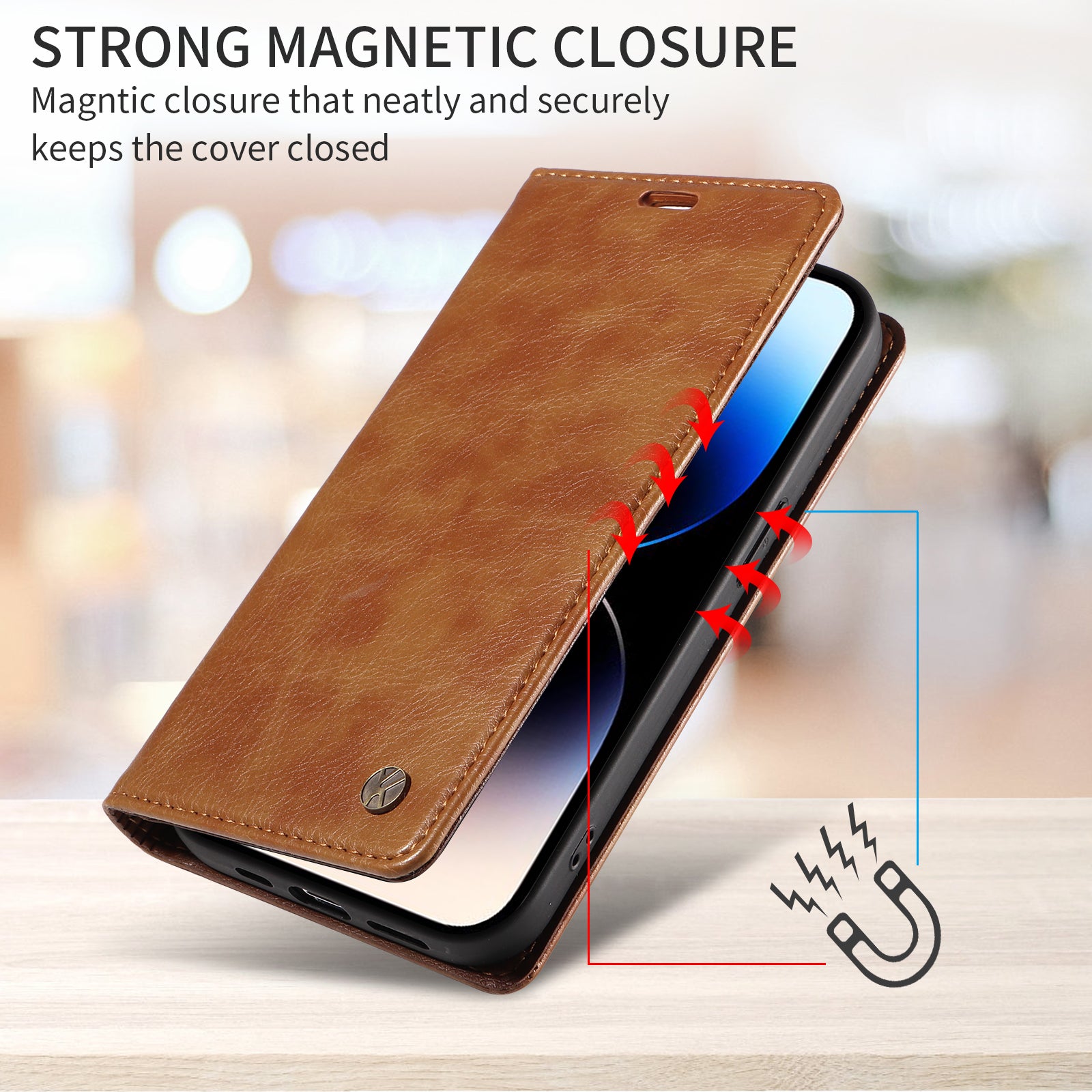 For Xiaomi 17 Pro Max Wallet Case YIKATU YK-006 Magnetic Closure Leather Phone Cover Litchi Texture -  Brown