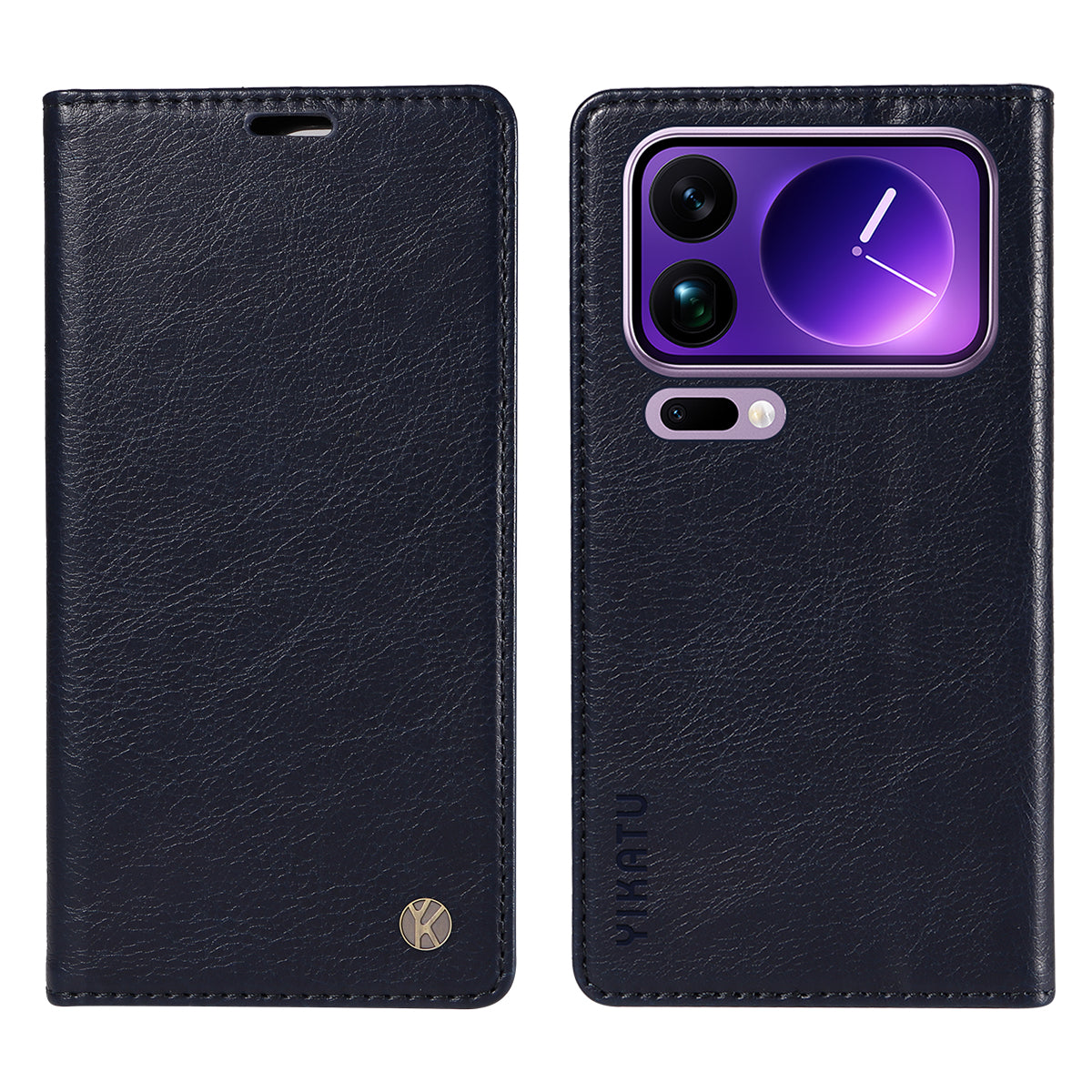 For Xiaomi 17 Pro Max Wallet Case YIKATU YK-006 Magnetic Closure Leather Phone Cover Litchi Texture - Navy Blue
