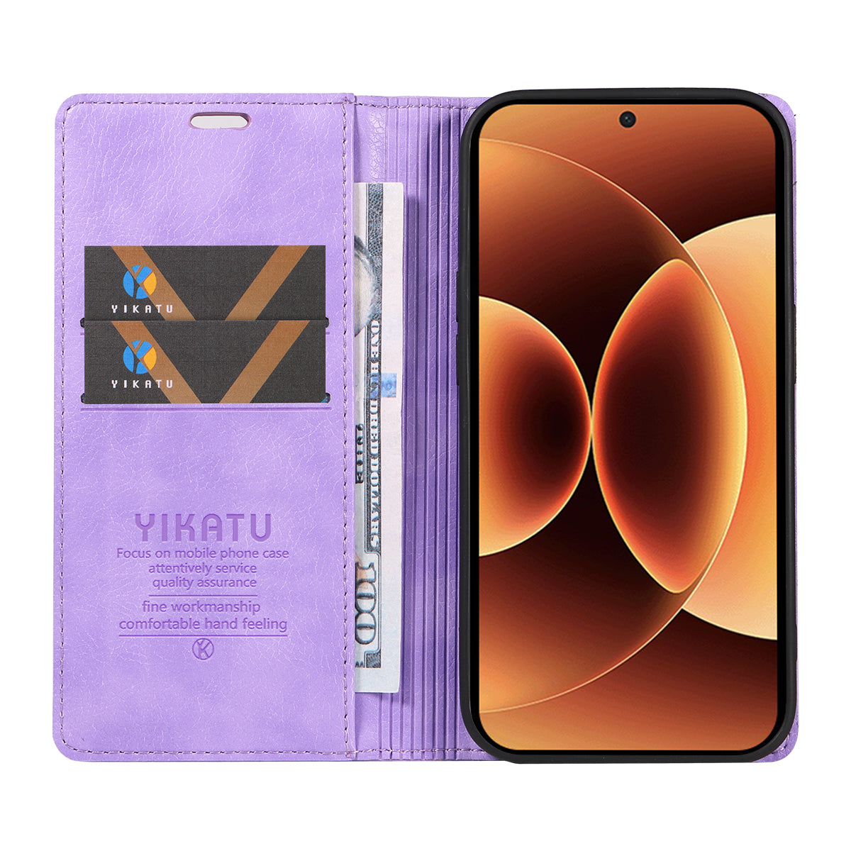 For Xiaomi 17 Pro Max Wallet Case YIKATU YK-006 Magnetic Closure Leather Phone Cover Litchi Texture - Purple