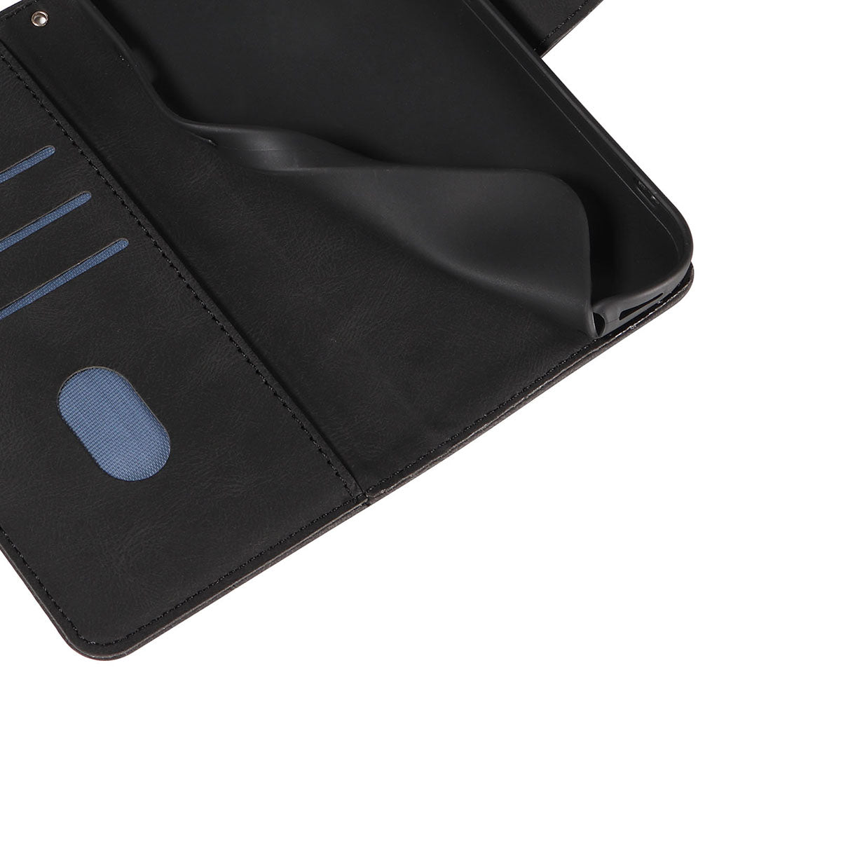For Xiaomi 17 Pro Max Wallet Case Leather Phone Cover Stand with Curved Line Design -  Black