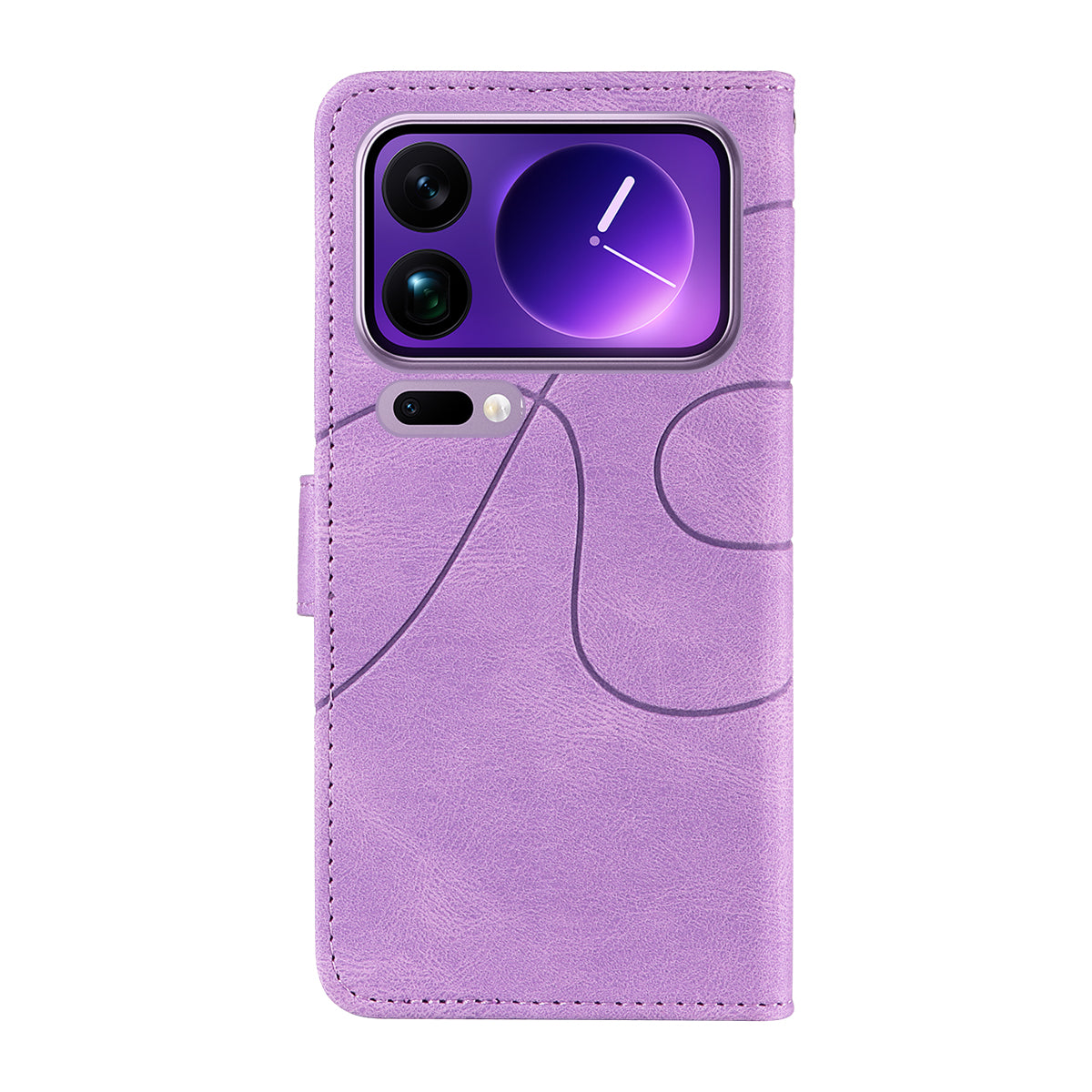 For Xiaomi 17 Pro Max Wallet Case Leather Phone Cover Stand with Curved Line Design -  Light Purple