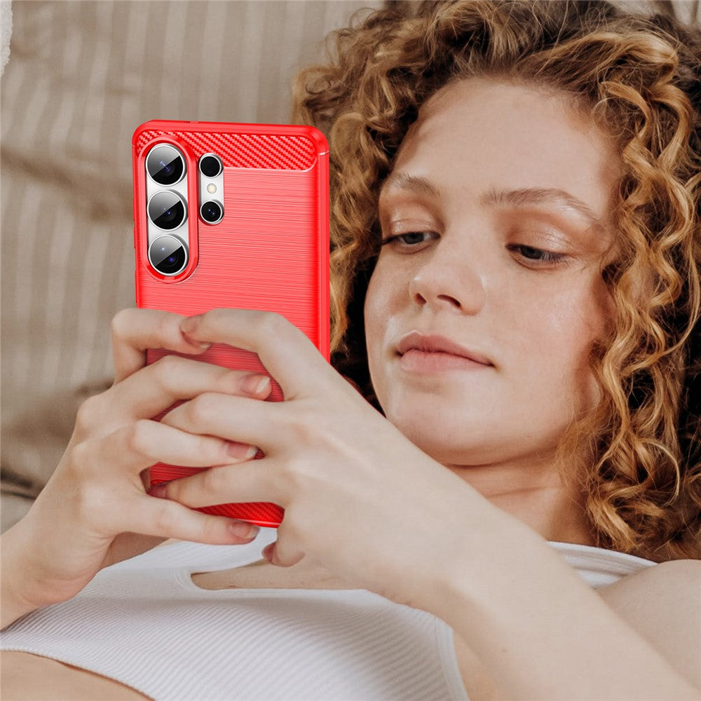 For-Samsung-Galaxy-S26-Ultra-Case-Protective-Phone-Cover-Carbon-Fiber-Texture-Brushed-Red