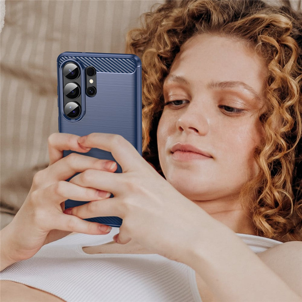 For-Samsung-Galaxy-S26-Ultra-Case-Protective-Phone-Cover-Carbon-Fiber-Texture-Brushed-Blue