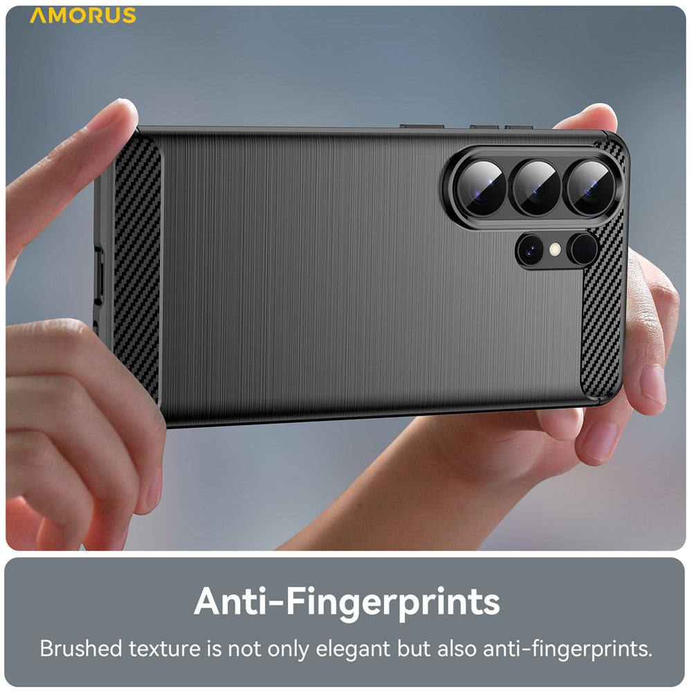 AMORUS-For-Samsung-Galaxy-S26-Ultra-Case-Carbon-Fiber-Texture-Brushed-Protective-Phone-Cover-Black