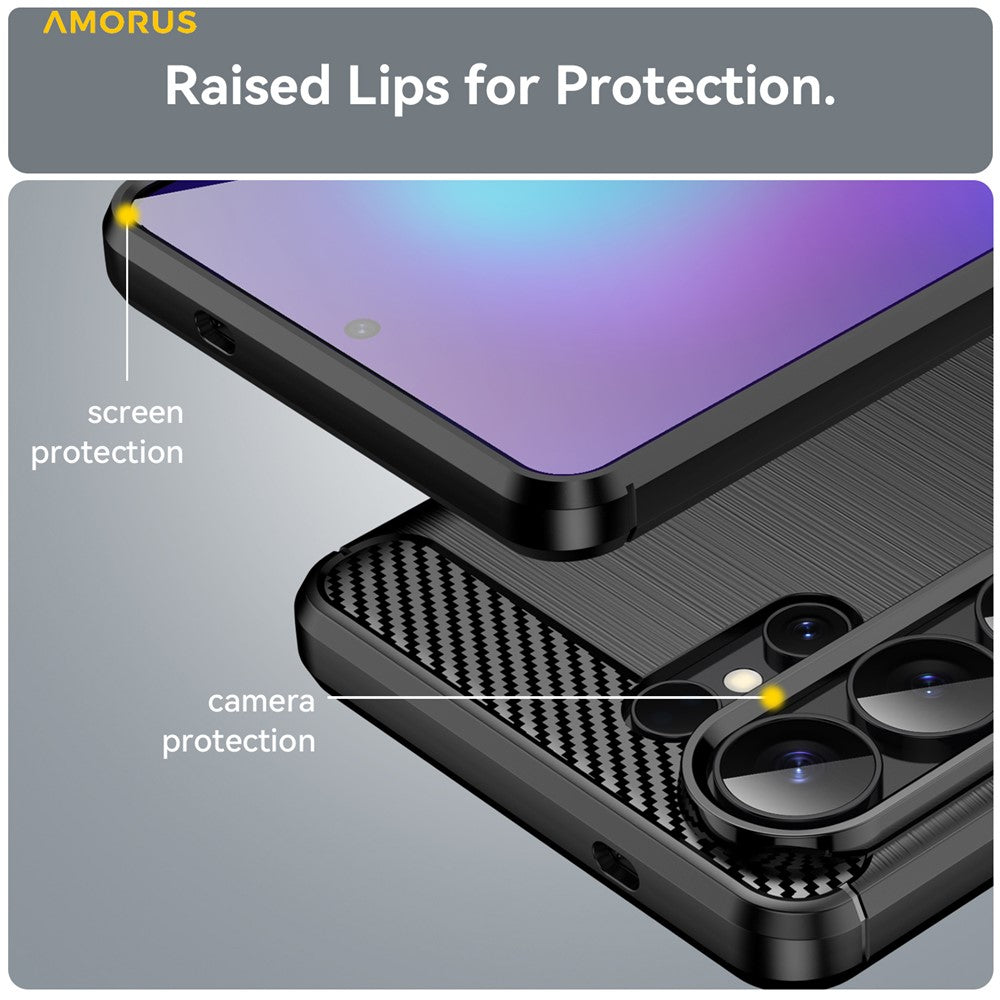 AMORUS-For-Samsung-Galaxy-S26-Ultra-Case-Carbon-Fiber-Texture-Brushed-Protective-Phone-Cover-Black