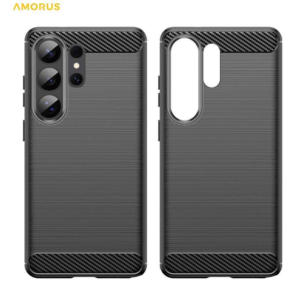 AMORUS-For-Samsung-Galaxy-S26-Ultra-Case-Carbon-Fiber-Texture-Brushed-Protective-Phone-Cover-Black