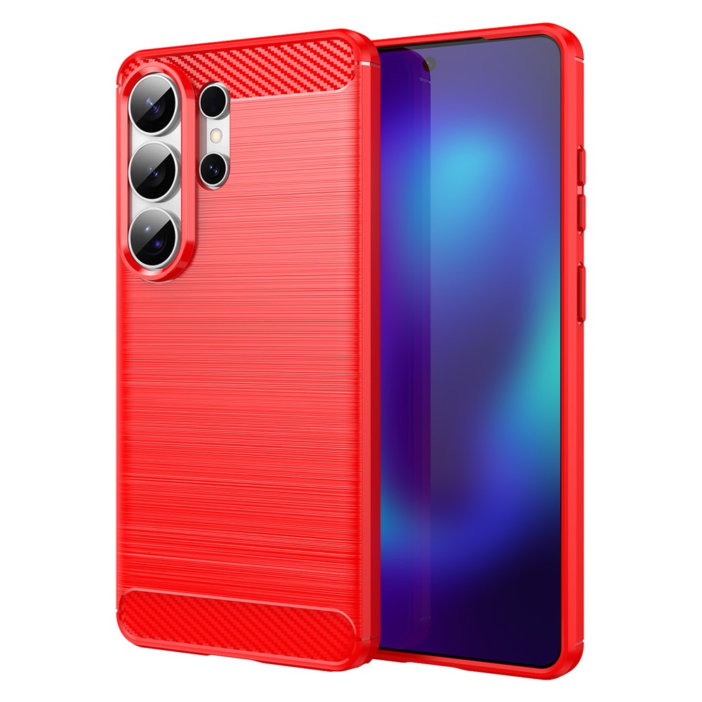 AMORUS-For-Samsung-Galaxy-S26-Ultra-Case-Carbon-Fiber-Texture-Brushed-Protective-Phone-Cover-Red