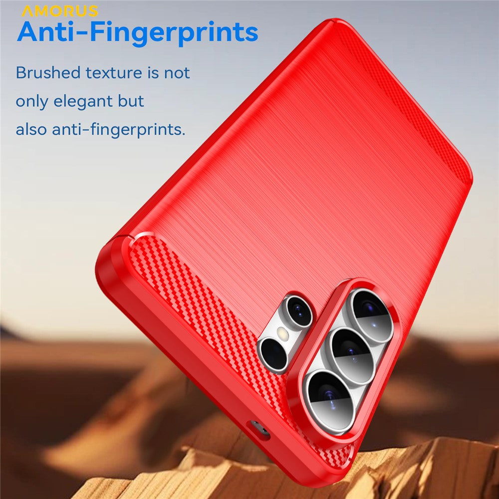 AMORUS-For-Samsung-Galaxy-S26-Ultra-Case-Carbon-Fiber-Texture-Brushed-Protective-Phone-Cover-Red