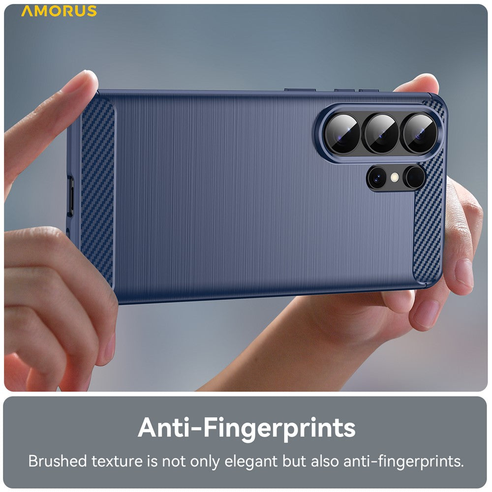 AMORUS-For-Samsung-Galaxy-S26-Ultra-Case-Carbon-Fiber-Texture-Brushed-Protective-Phone-Cover-Blue
