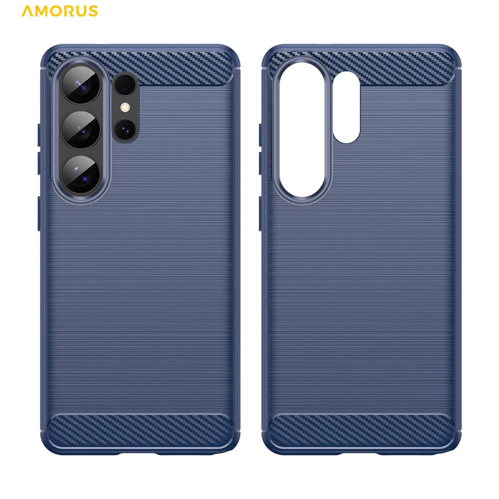 AMORUS-For-Samsung-Galaxy-S26-Ultra-Case-Carbon-Fiber-Texture-Brushed-Protective-Phone-Cover-Blue