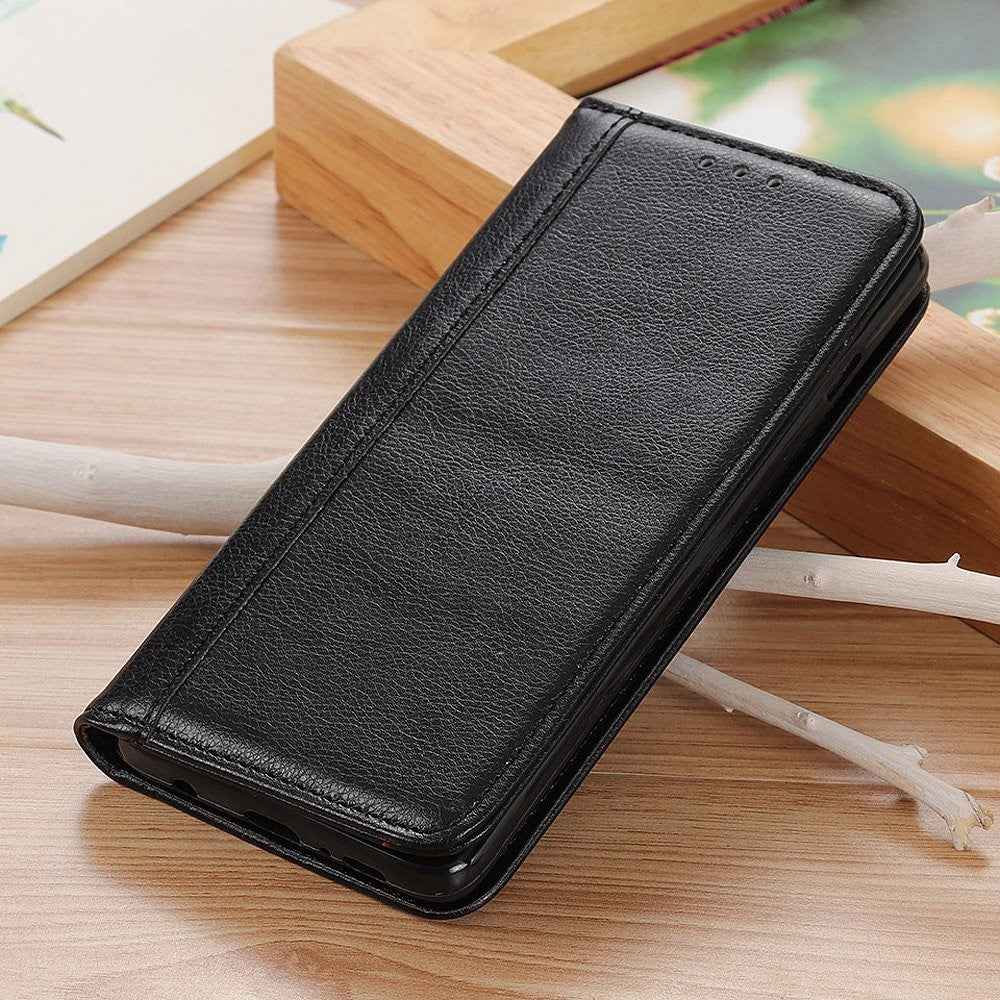For Xiaomi 17 Pro Stand Case Split Leather Litchi Texture Wallet Phone Cover - Black