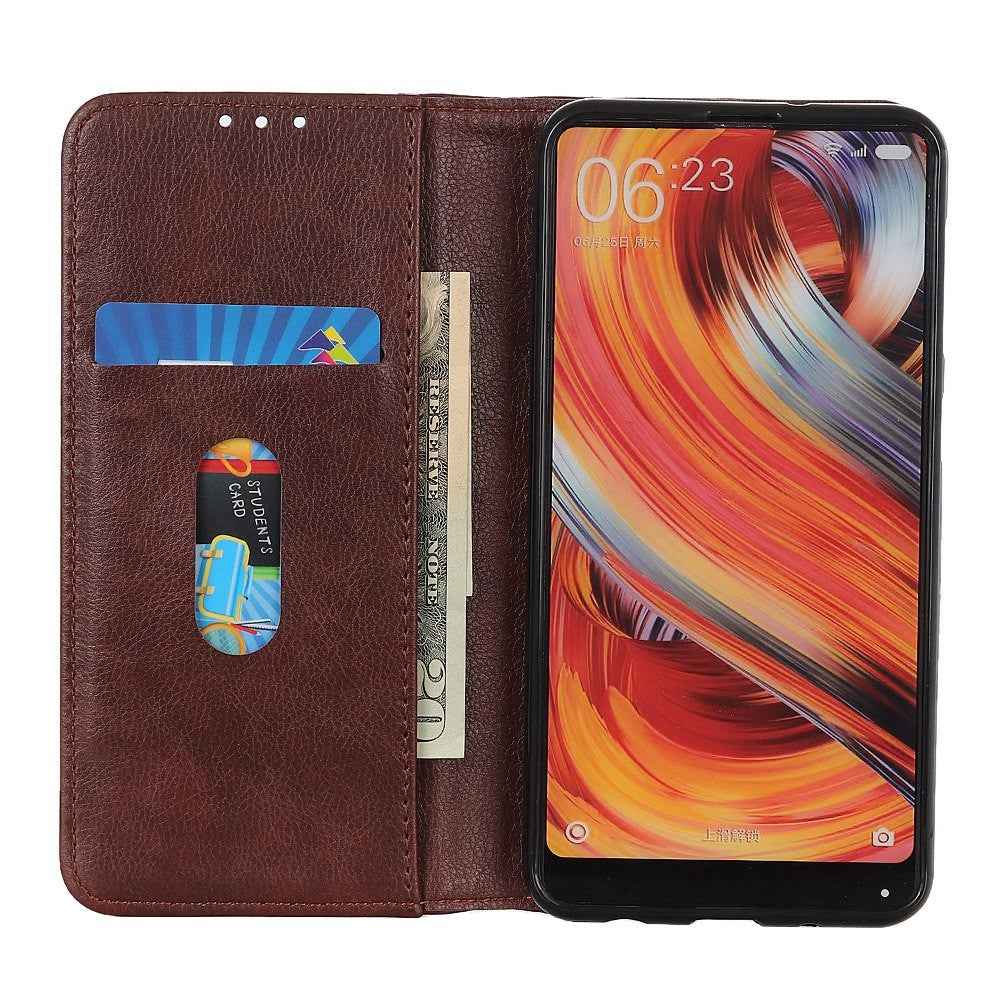 For Xiaomi 17 Pro Stand Case Split Leather Litchi Texture Wallet Phone Cover - Brown