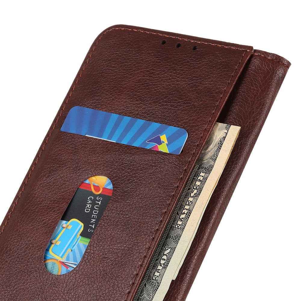 For Xiaomi 17 Pro Stand Case Split Leather Litchi Texture Wallet Phone Cover - Brown