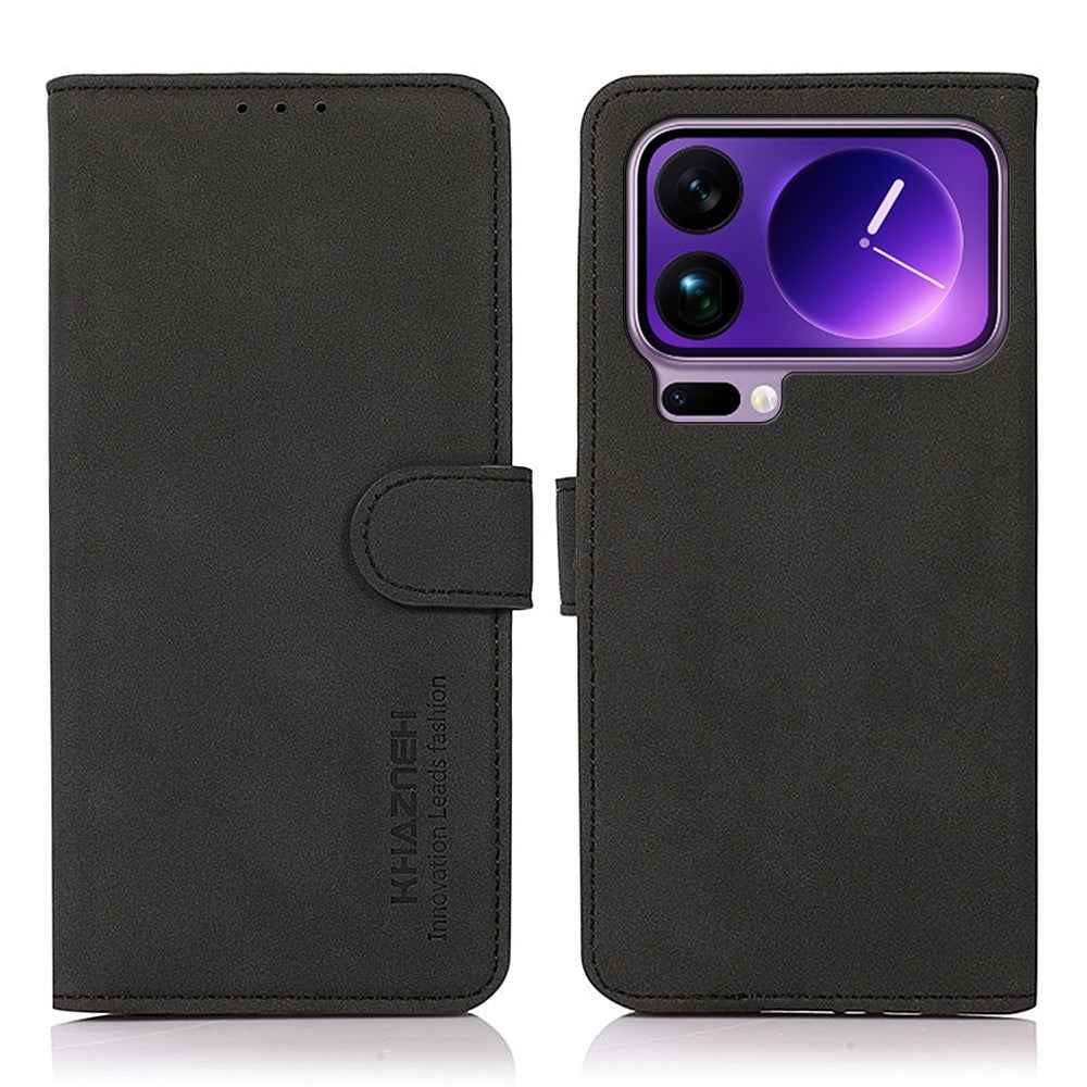 KHAZNEH For Xiaomi 17 Pro Case Anti Scratch PU Leather Wallet Stand Phone Cover - Black
