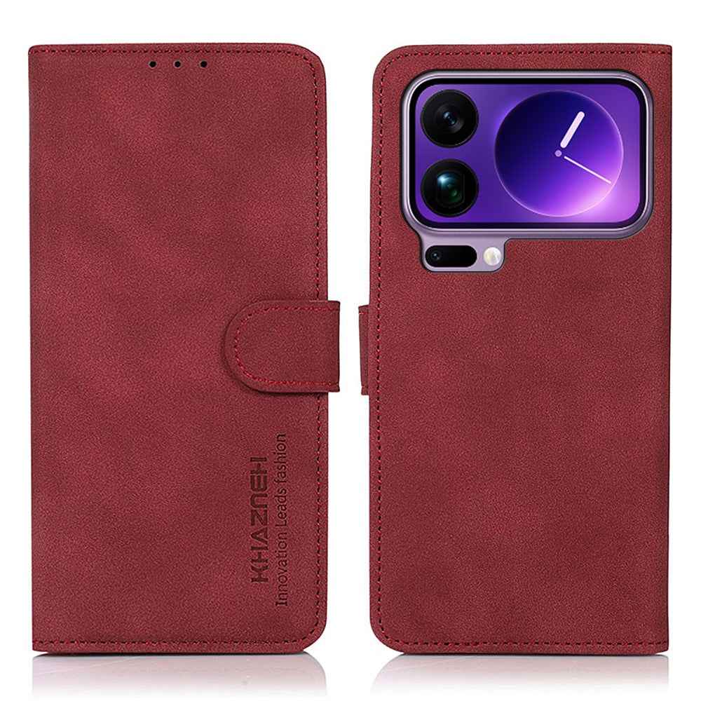 KHAZNEH For Xiaomi 17 Pro Case Anti Scratch PU Leather Wallet Stand Phone Cover - Red
