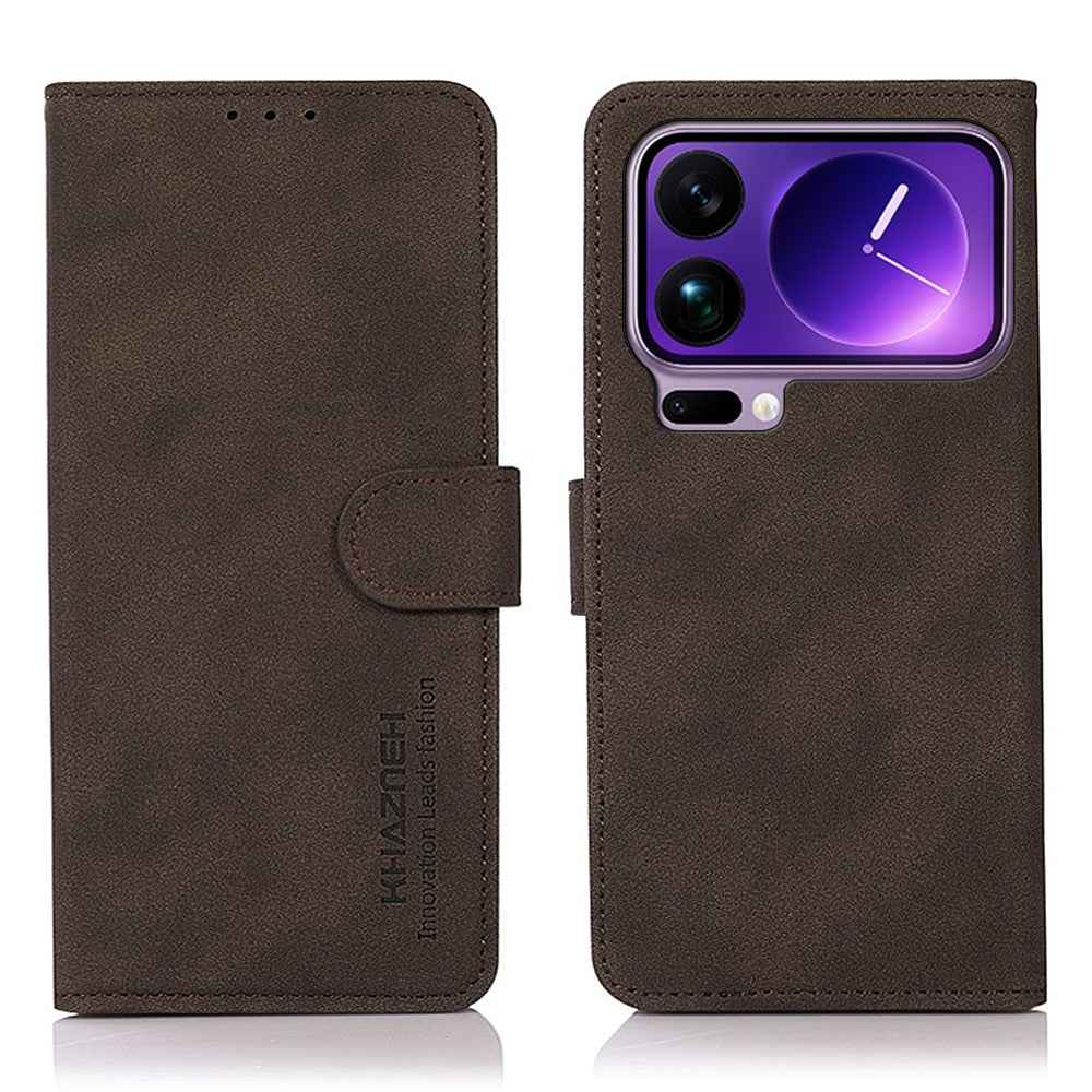 KHAZNEH For Xiaomi 17 Pro Case Anti Scratch PU Leather Wallet Stand Phone Cover - Brown