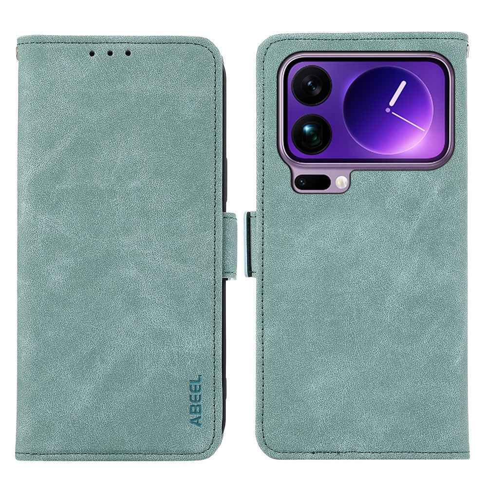 ABEEL For Xiaomi 17 Pro Case PU Leather Folio Stand View RFID Blocking Phone Cover - Baby Blue