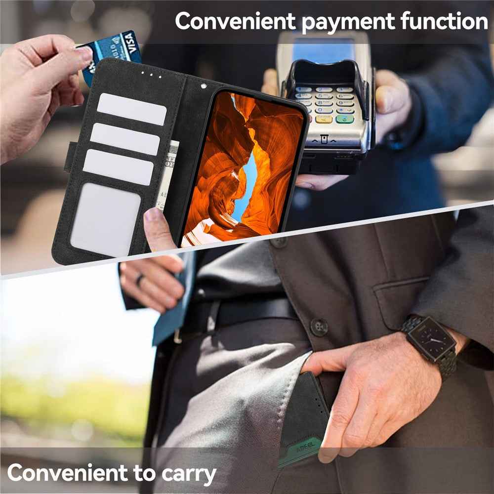 ABEEL For Xiaomi 17 Pro Case Color Splicing Leather Flip Phone Cover RFID Blocking - Black