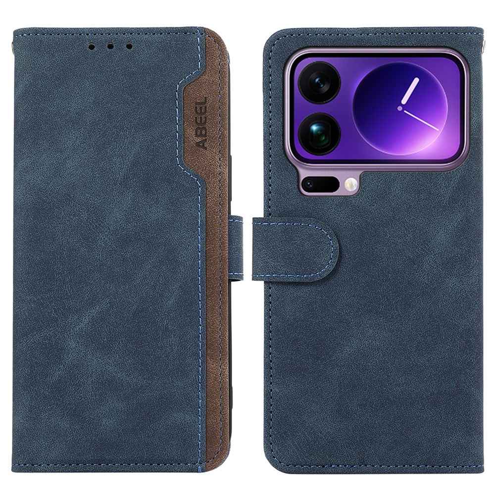 ABEEL For Xiaomi 17 Pro Case Color Splicing Leather Flip Phone Cover RFID Blocking - Blue