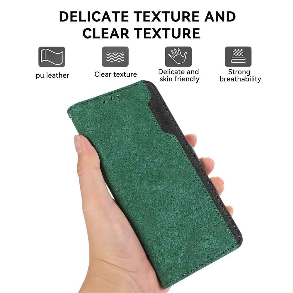 ABEEL For Xiaomi 17 Pro Case Color Splicing Leather Flip Phone Cover RFID Blocking - Green