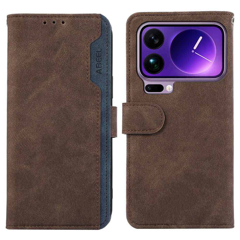 ABEEL For Xiaomi 17 Pro Case Color Splicing Leather Flip Phone Cover RFID Blocking - Brown