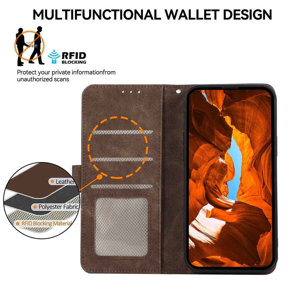 ABEEL For Xiaomi 17 Pro Case Color Splicing Leather Flip Phone Cover RFID Blocking - Brown