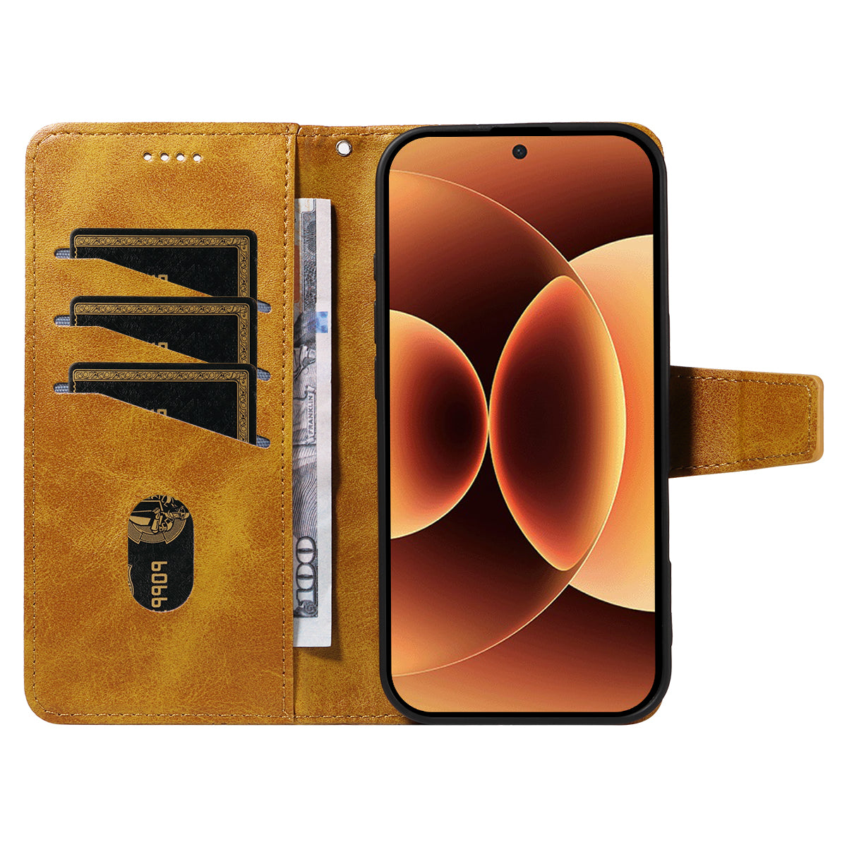 For Xiaomi 17 Pro Max Leather Case Wallet Stand Grids Imprinted Phone Cover with Strap - Yellow