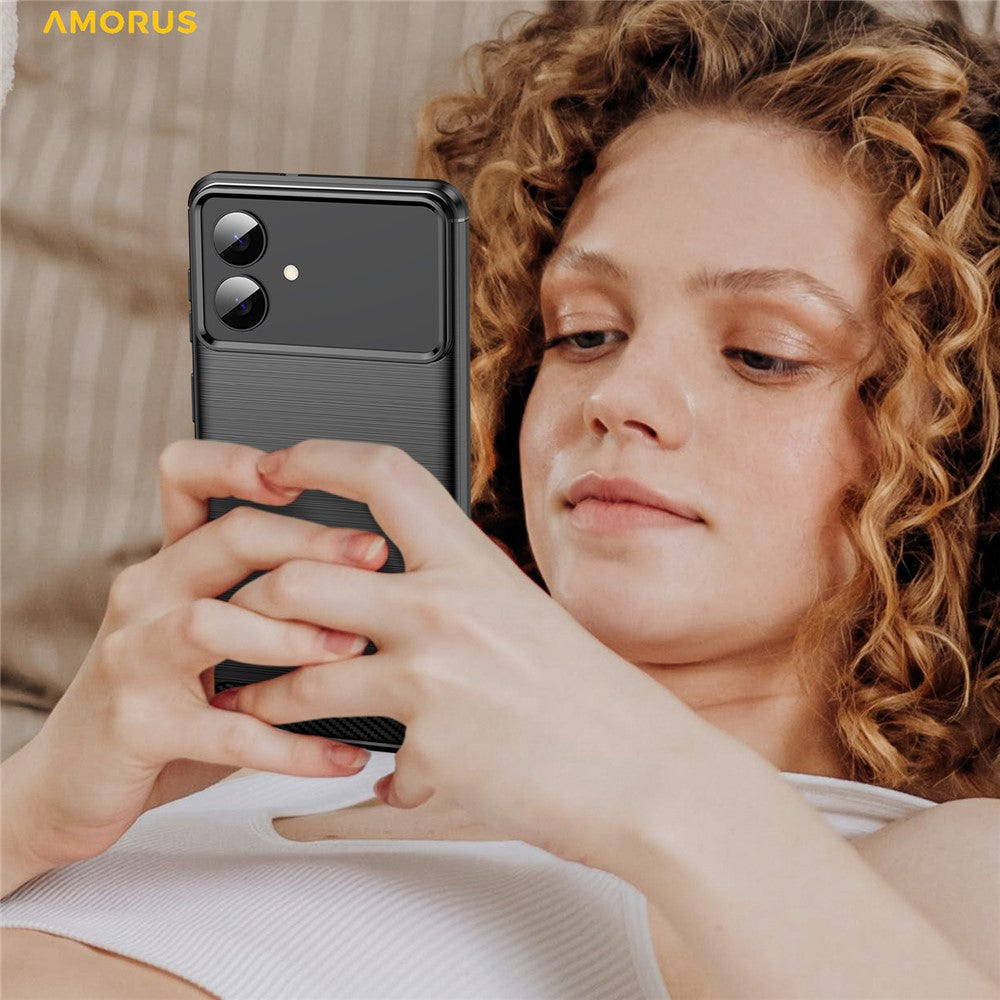 AMORUS-For-Samsung-Galaxy-S26-Edge-Case-Carbon-Fiber-Texture-Brushed-Protective-Phone-Cover-Black