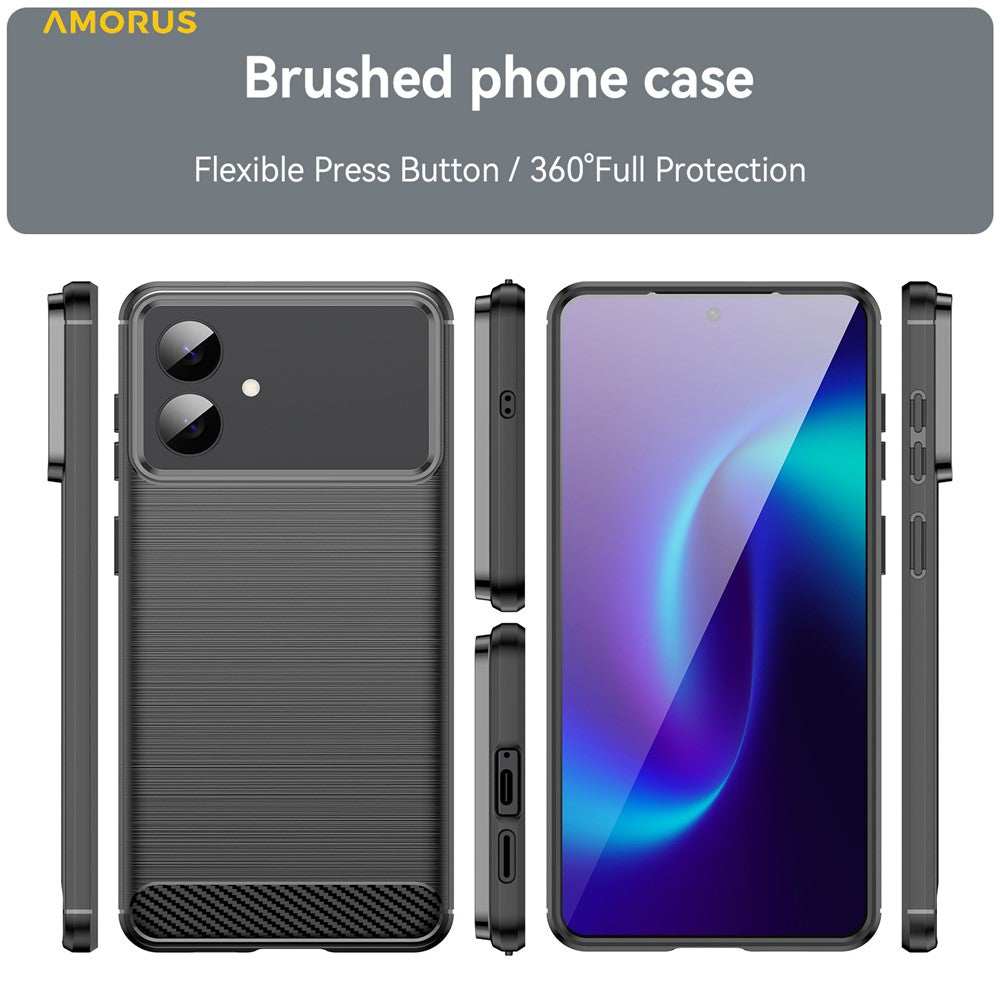 AMORUS-For-Samsung-Galaxy-S26-Edge-Case-Carbon-Fiber-Texture-Brushed-Protective-Phone-Cover-Black