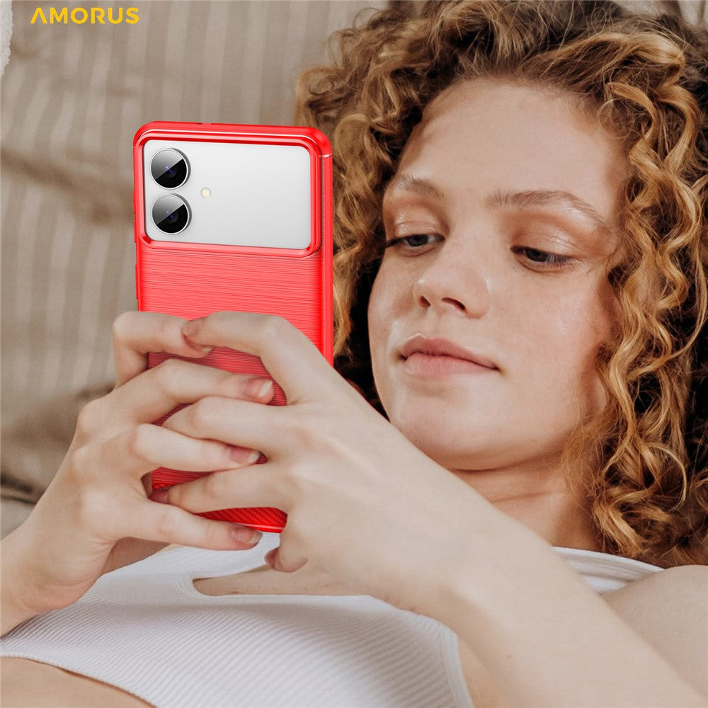AMORUS-For-Samsung-Galaxy-S26-Edge-Case-Carbon-Fiber-Texture-Brushed-Protective-Phone-Cover-Red