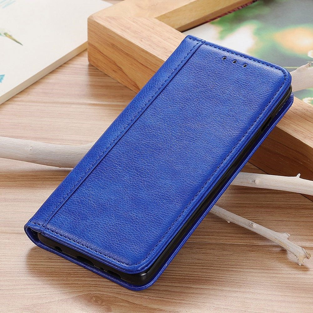 For Xiaomi 17 Pro Max Stand Case Split Leather Litchi Texture Wallet Phone Cover - Blue