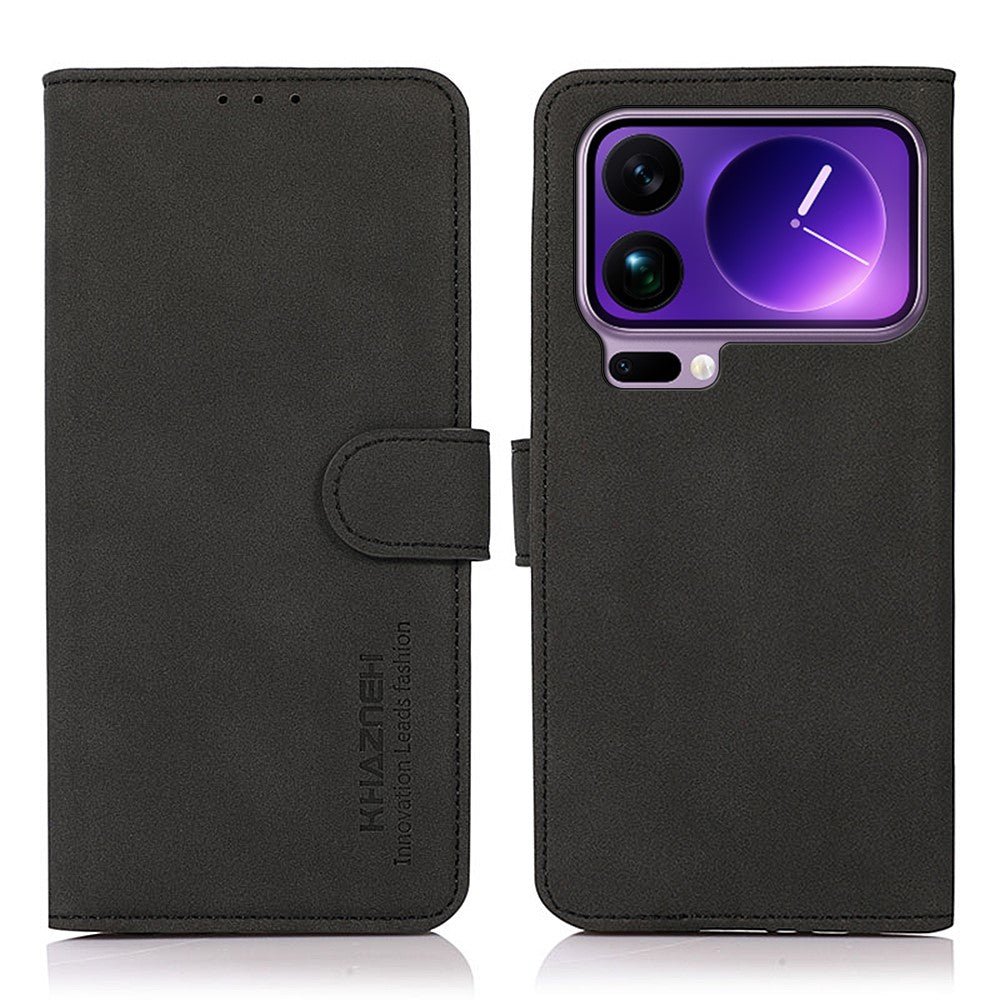 KHAZNEH For Xiaomi 17 Pro Max Case Anti Scratch PU Leather Wallet Stand Phone Cover - Black