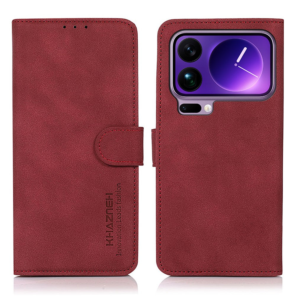 KHAZNEH For Xiaomi 17 Pro Max Case Anti Scratch PU Leather Wallet Stand Phone Cover - Red