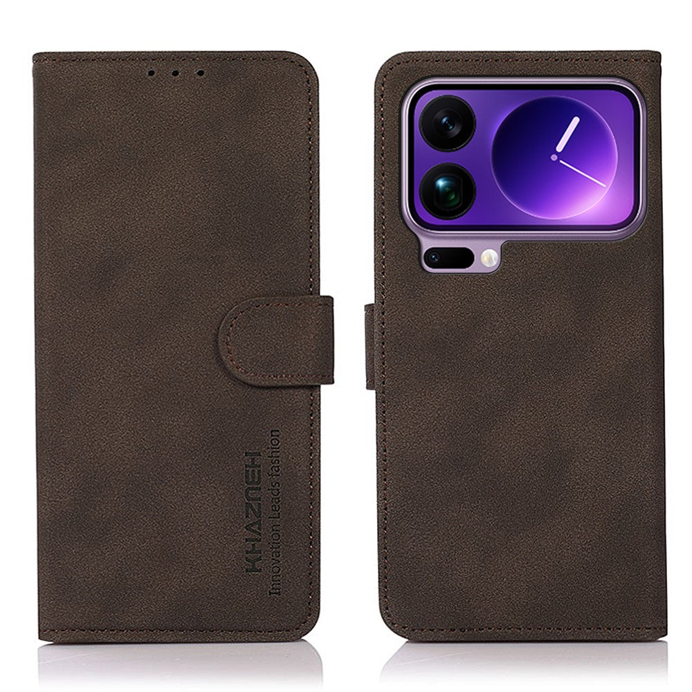 KHAZNEH For Xiaomi 17 Pro Max Case Anti Scratch PU Leather Wallet Stand Phone Cover - Brown