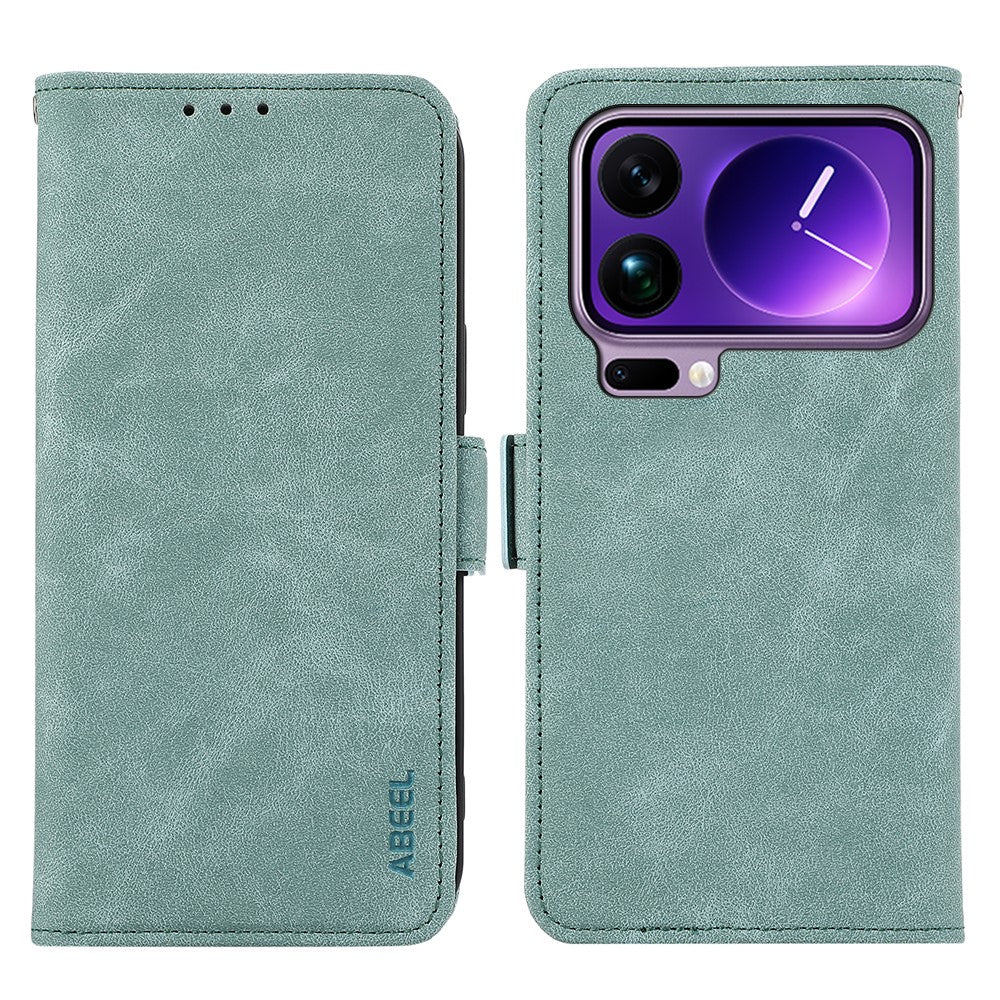 ABEEL For Xiaomi 17 Pro Max Case PU Leather Folio Stand View RFID Blocking Phone Cover - Baby Blue