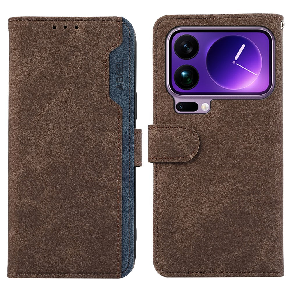 ABEEL For Xiaomi 17 Pro Max Case Color Splicing Leather Flip Phone Cover RFID Blocking - Brown