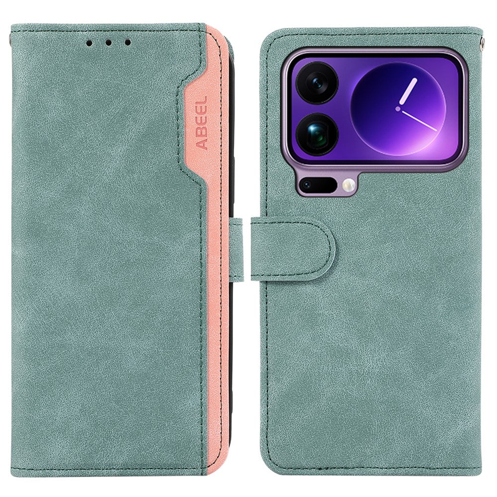 ABEEL For Xiaomi 17 Pro Max Case Color Splicing Leather Flip Phone Cover RFID Blocking - Baby Blue