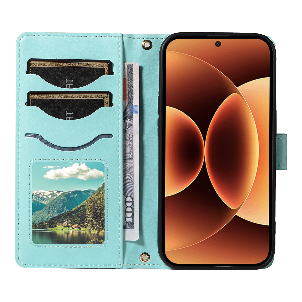 For Xiaomi 17 Pro Max Wallet Case Rhombus Leather Phone Cover with Strap - Green