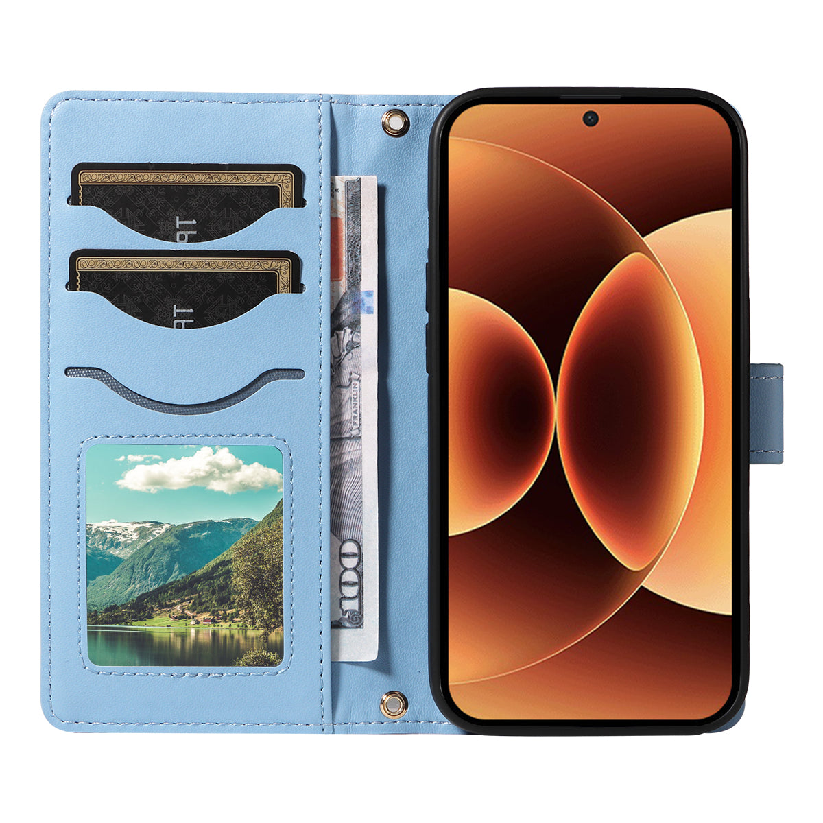 For Xiaomi 17 Pro Max Wallet Case Rhombus Leather Phone Cover with Strap - Blue