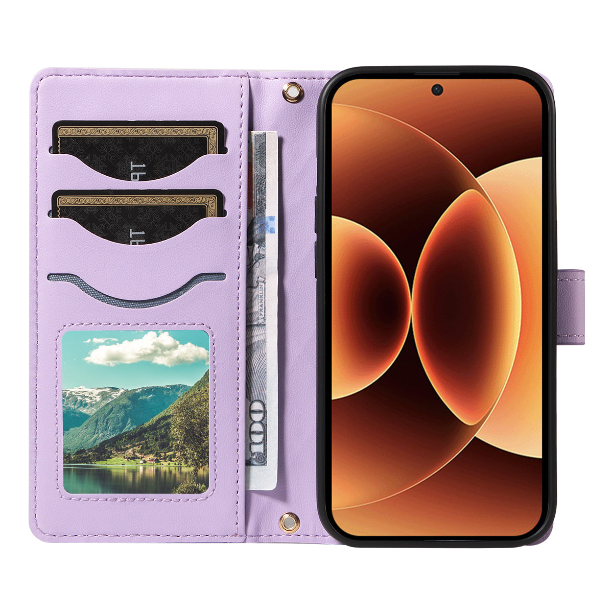 For Xiaomi 17 Pro Max Wallet Case Rhombus Leather Phone Cover with Strap -  Light Purple