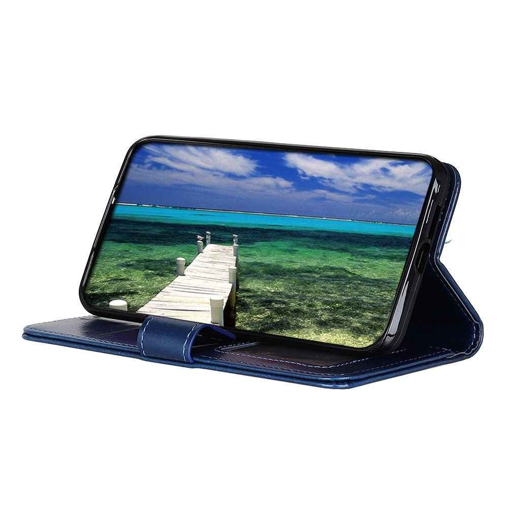 For Xiaomi 17 Pro Case Crazy Horse Texture PU Leather Phone Stand Cover - Blue